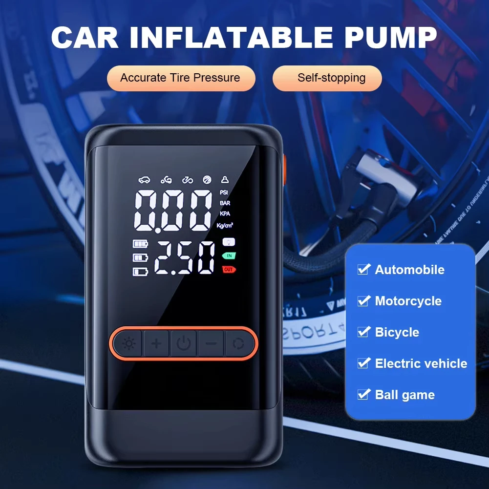 

Wireless Portable Motorcycle Car Tire Air Pump Fast Inflation Cordless Air Compressor Inflation Accessories for Auto Cycle Truck