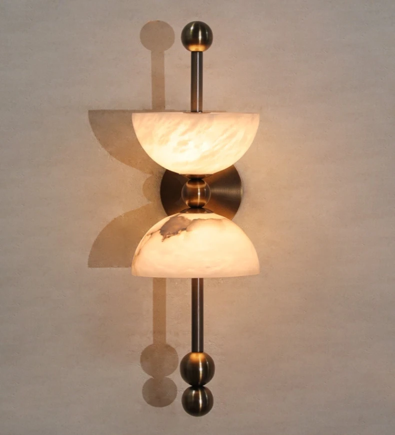 Natural Marble LED Wall Light Black Gold Copper