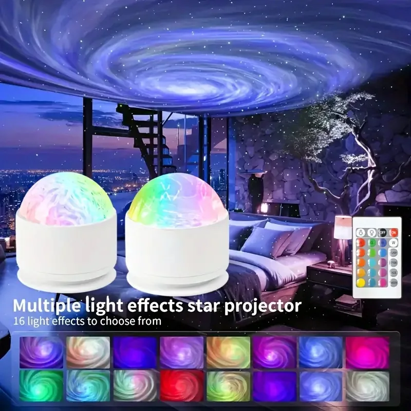 Water Ripple & Aurora Projector Light 16 Color Colorful Projector Festival Decoration Christmas Party Decoration Night Light