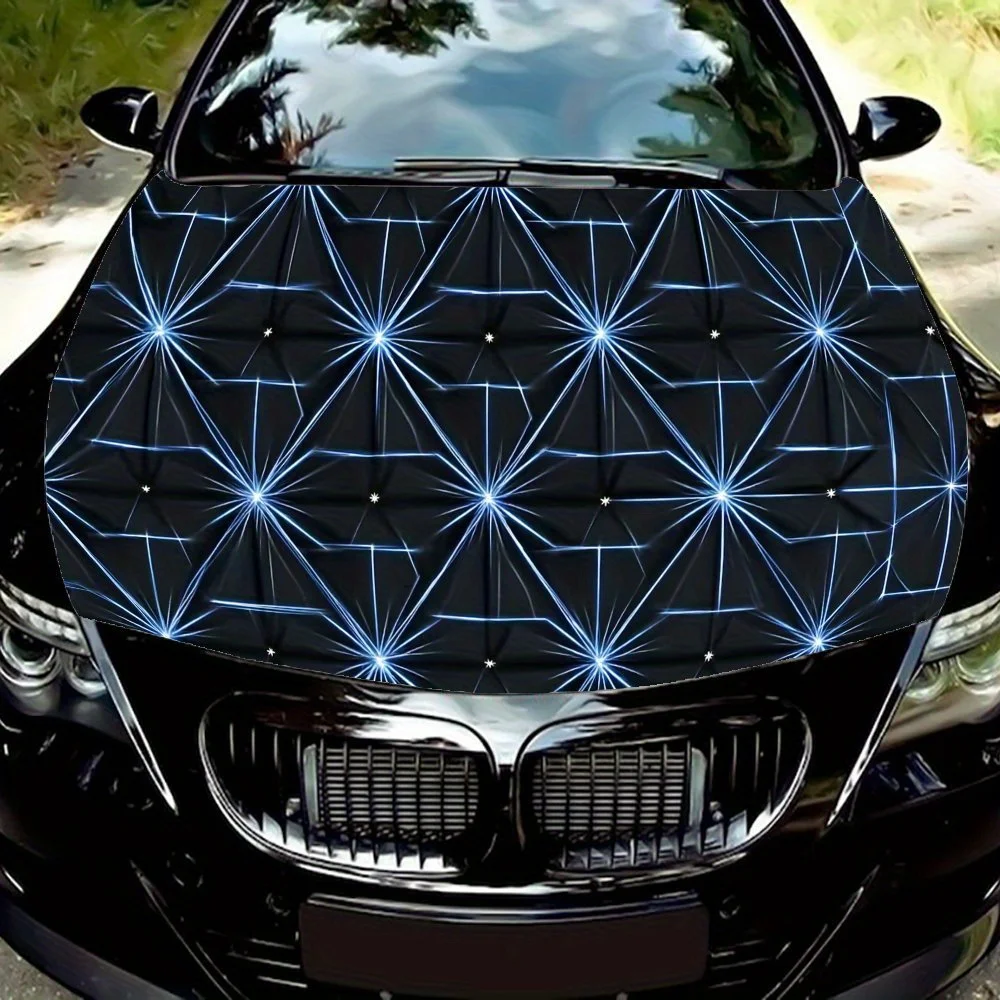 

Blue Light Starlight Geometry Car Hood Decorative Sticker - Waterproof and Scratch-resistant PVC Material, Suitable for All Kind