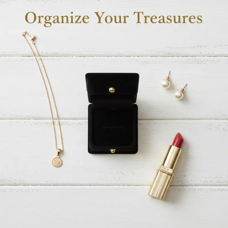 Black Velvet Jewelry Display Box for Rings Pendants Bangle Necklace Storage Organizer Elegant Case for Gifts Wedding Proposal