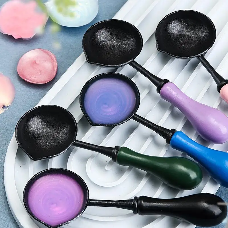 Yeni no-sopa sızdırmazlık balmumu kaşık buzlanma ahşap saplı balmumu damga davetiye kartları için kolay temiz zarf mühür zanaat araçları