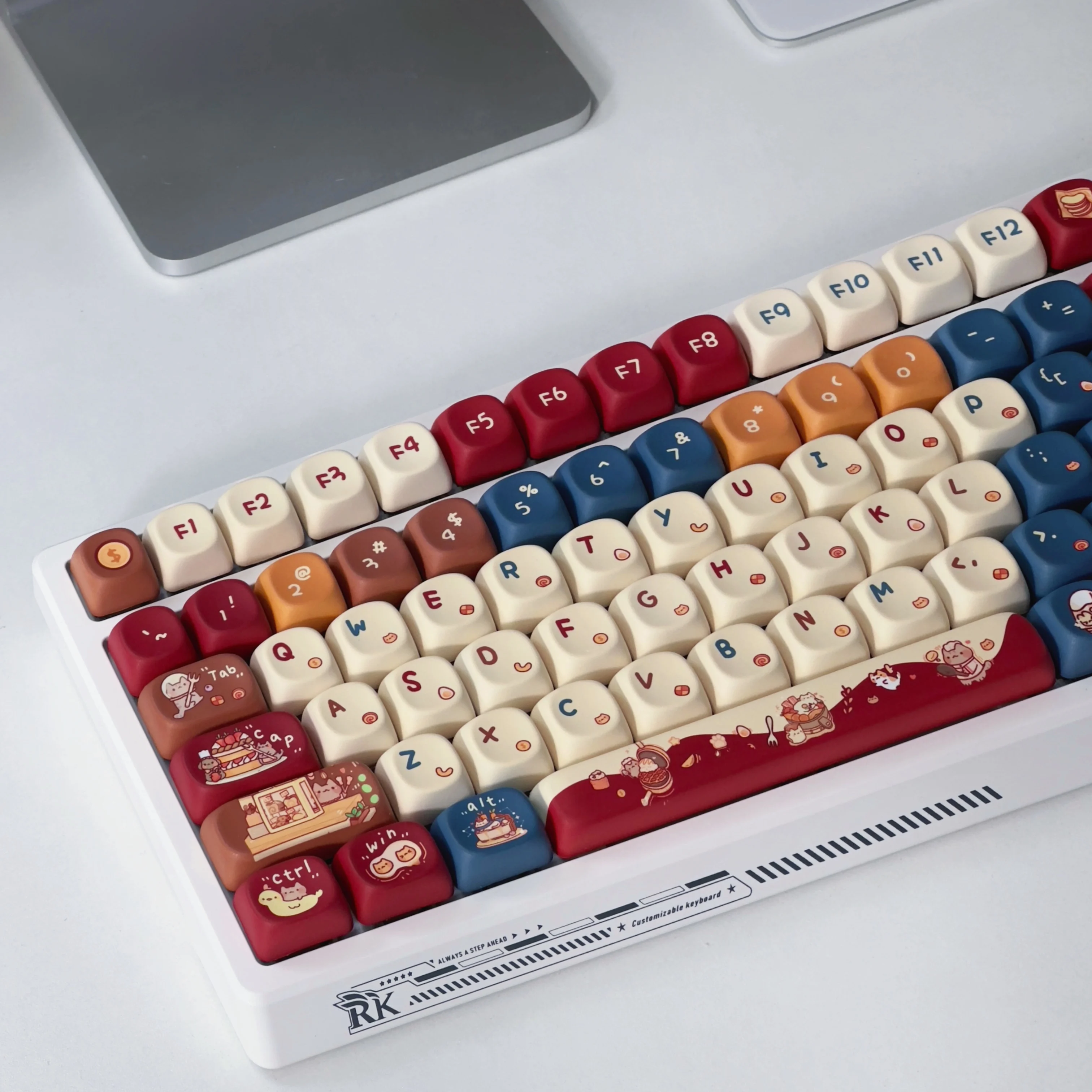 Imagem -03 - Meow Chef Keycap Grupo 61 Chaves Pbt Dye Sublimation Cute Moa Profile 40 a 108 Keycaps para Teclado Mecânico Ideal Girls Gift