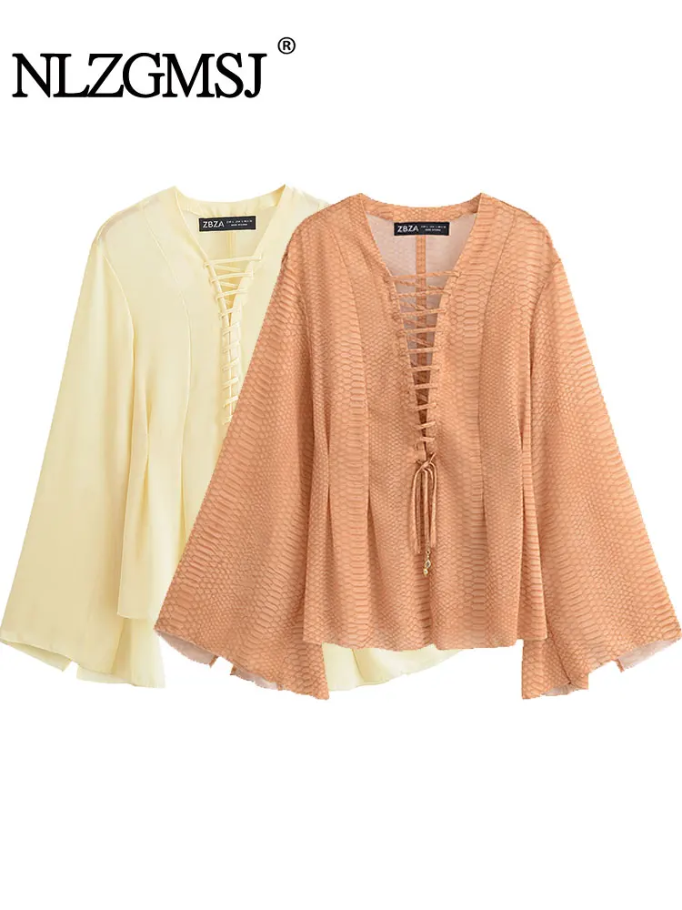 

Весна 2024, женская элегантная блузка с завязками, блузки в праздничном стиле, модные повседневные свободные рубашки и блузки, женские топы