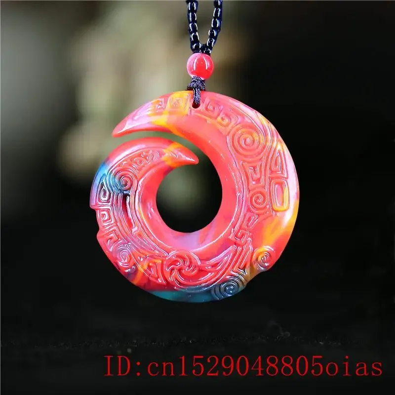 

Jade Rune Pendant Necklace Charm Jadeite for Chinese Men Double Sided Carved Natural Jewelry Gifts Amulet Women Colour Fashion