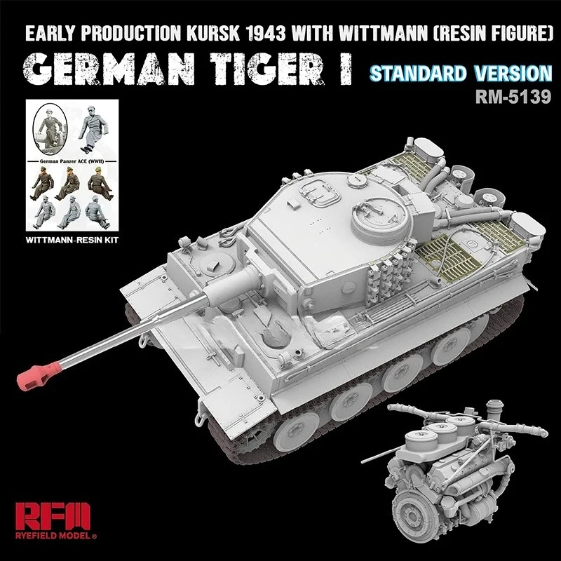 Ryefield model  Rfm-5139 1/35 Tiger I Early Type with Wittmann Resin soldier (Normal Version) assemble tank plastic model kit