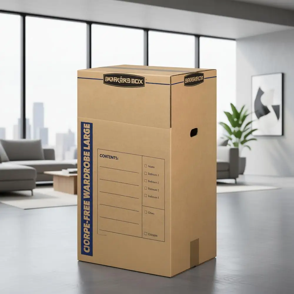 

Set of 3 Tall Wardrobe Boxes, No Tape Needed, 24x24x40 inches Storage Solution