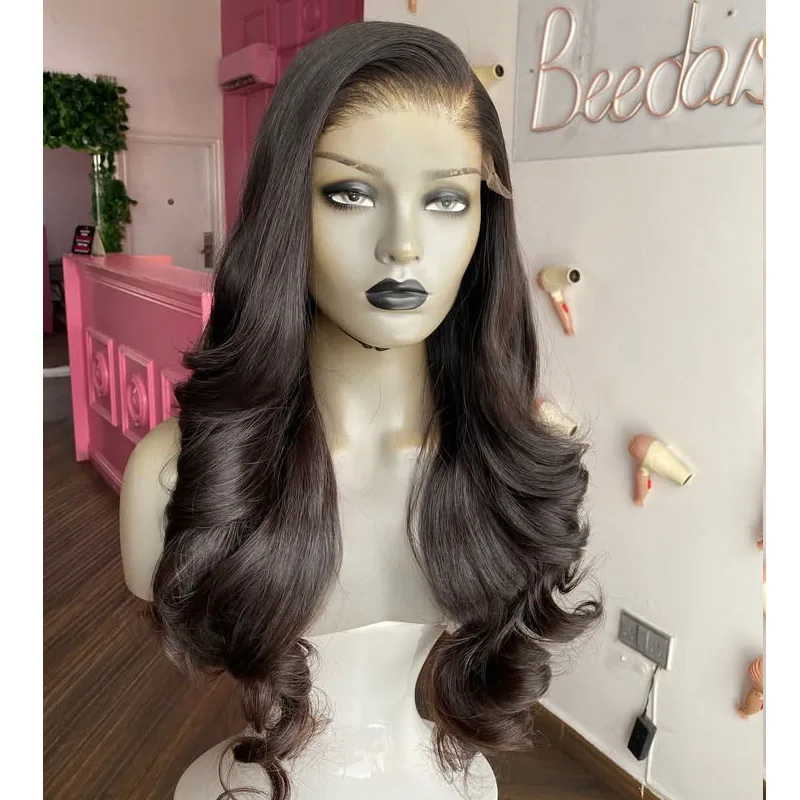 

Side Part Dark Brown Wavy Natural Hairline 100% Remy Human Hair Afro Black Women 13x6 Lace Front Wigs Glueless 5x5 HD Lace Wigs