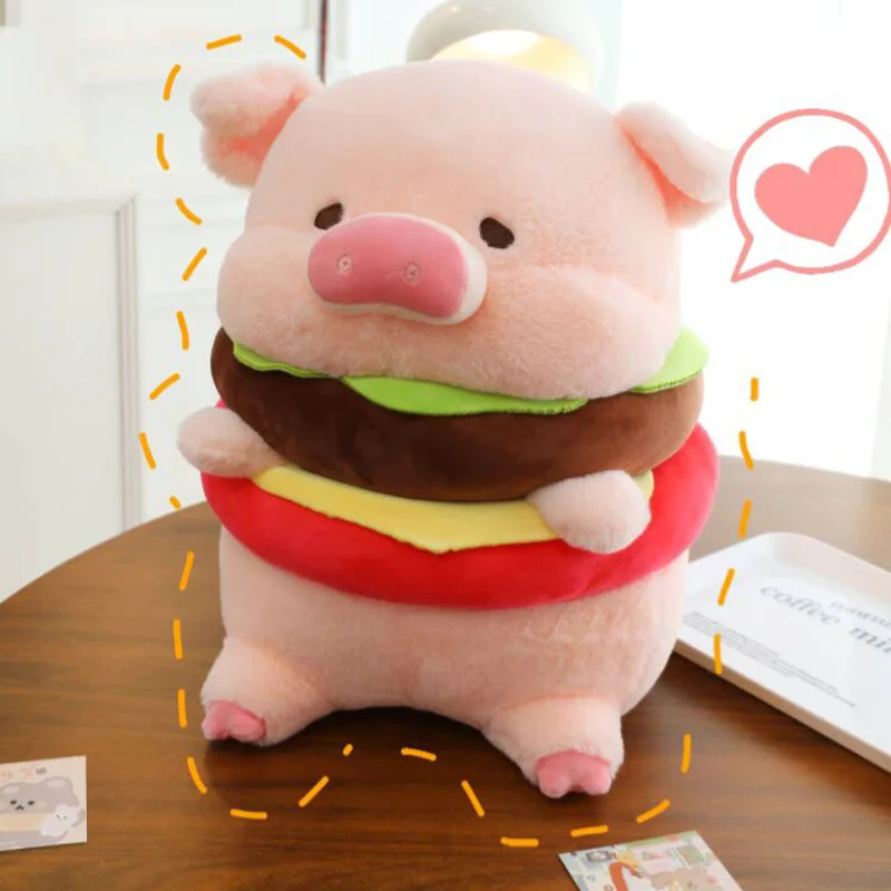 

New 50cm Hamburger Pig Plush Toy Fluffty Kawaii Plushie Doll Simulation Pig Doll Anime Cute Stuffed Animals Soft Plush Gift