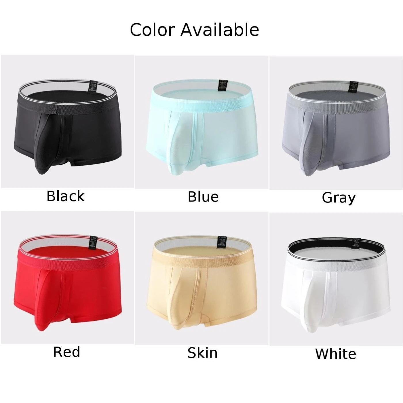 Biancheria intima da uomo sexy Ice Slik a vita media Slip boxer traspiranti Mutande solide Custodia rigonfia Mutandine elastiche