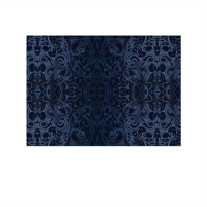 High-end European-style dark blue jacquard tablecloth, featuring a luxurious Baroque retro pattern design.