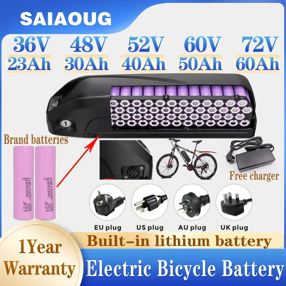 

36V 48V 52V 60V 72VBrand Original New E-bike 40Ah50Ah Battery Built-in 50ABMS,For Hailong Electric Mountain Bike Lithium Battery