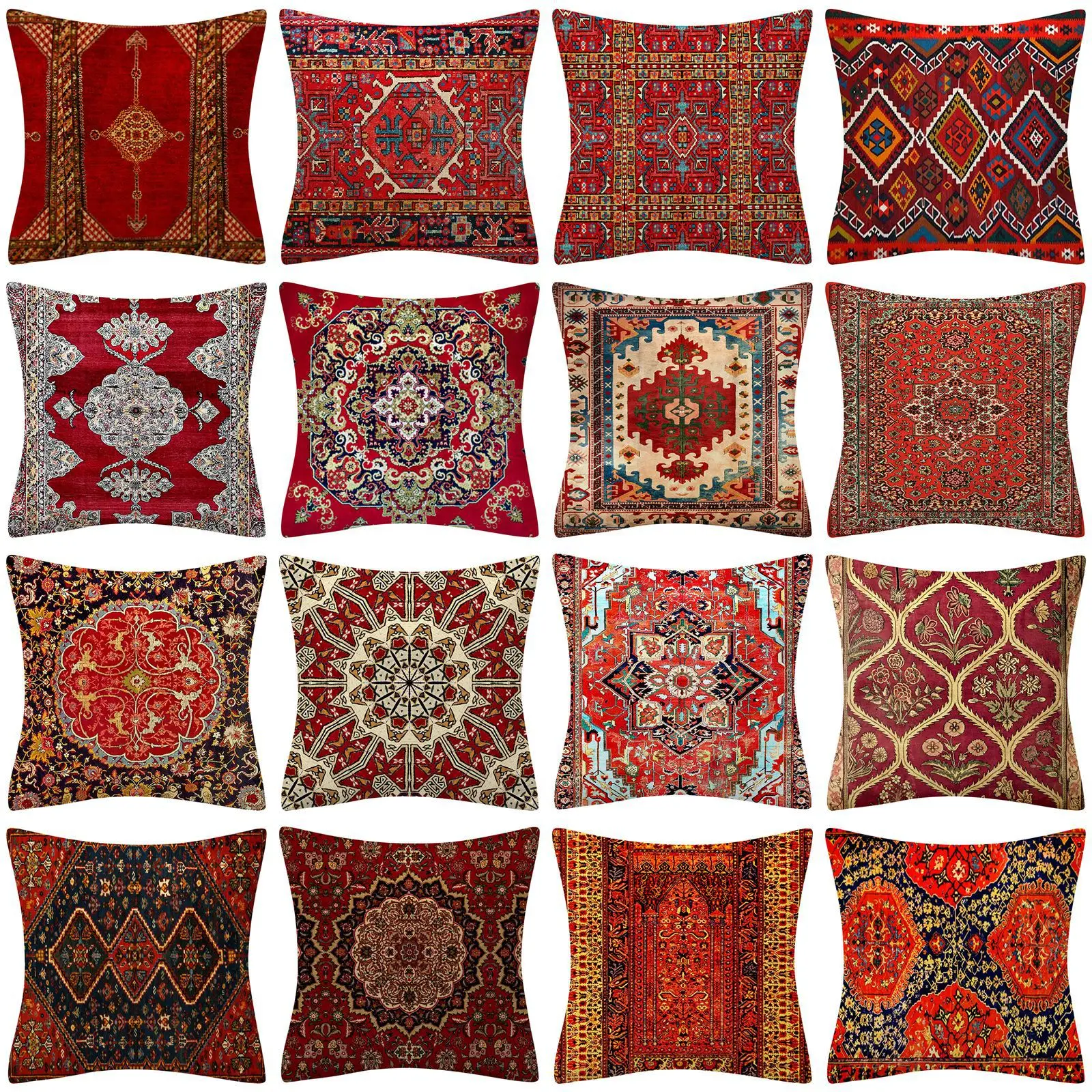 

Indian Ethnic Pillow Case Red Bohemian Pillowcase Morty Interior for Home Decor Decorative Cushions for Elegant Sofa 40x40 45x45