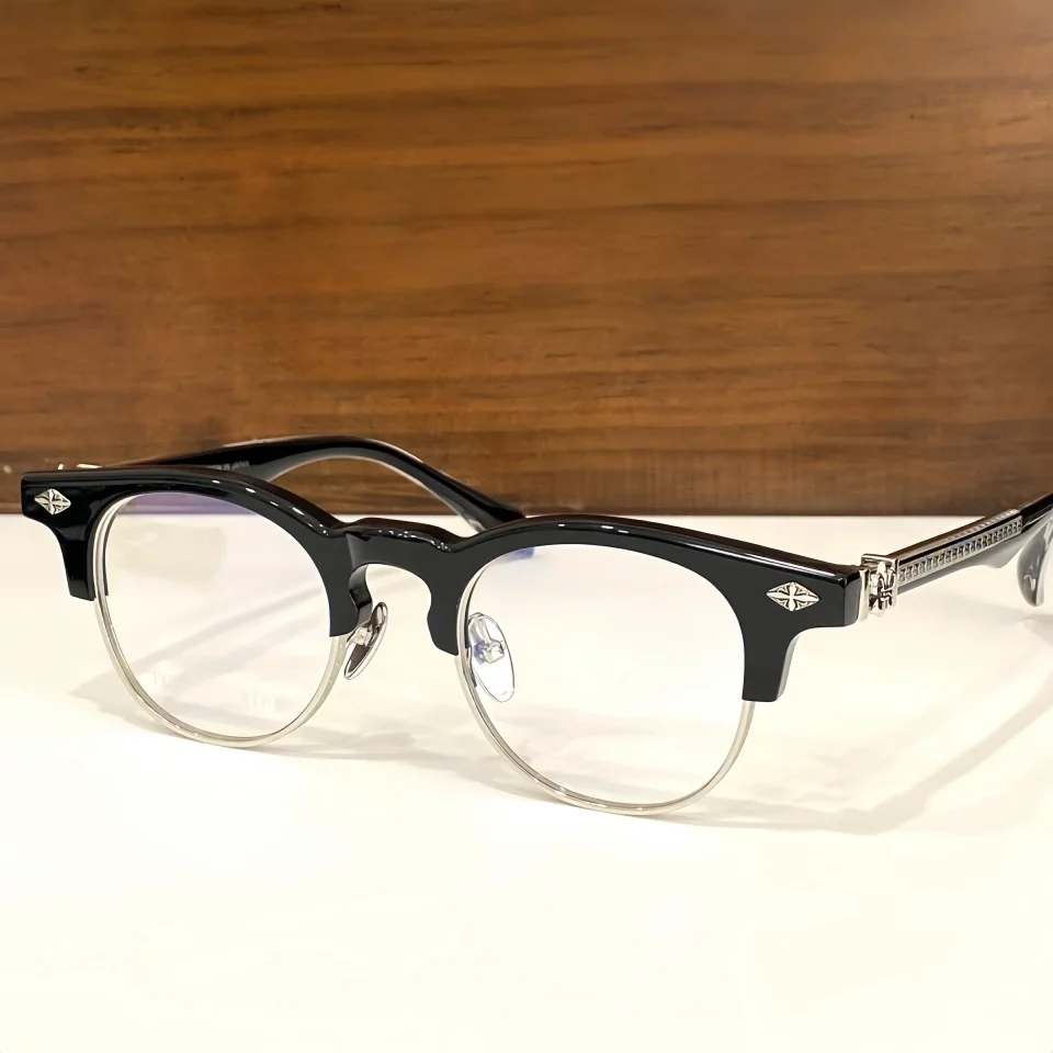 

Men Fashion Simple Round Acetate Eyeglasses Frame High Quality Brand Design Optical Reading Prescription Women's Myopia Glasses