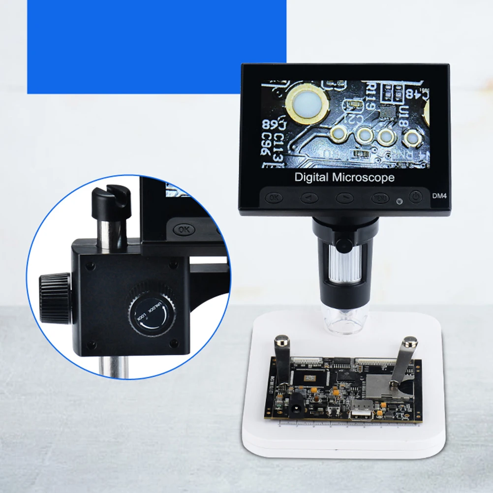 

4.3 Inch 1080P Lcd Digital Microscope 1000X Portable Electron Microscope Adjustable Stand 8 High Brightness Leds 10 Languages