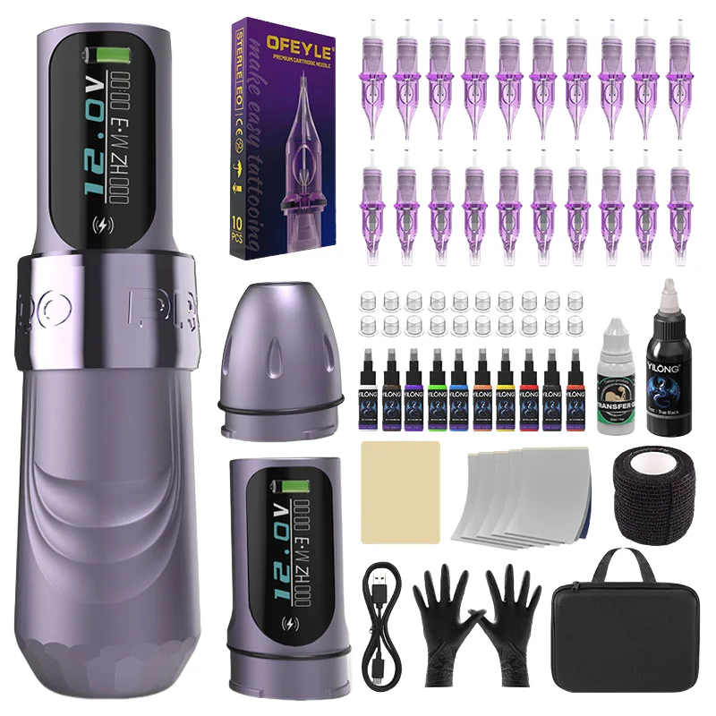 

YILONG PRO MAX Wireless Tattoo Machine Kit 2400mAh Battery With Mixed Tattoo Cartridge Ink For Tattoo Artists