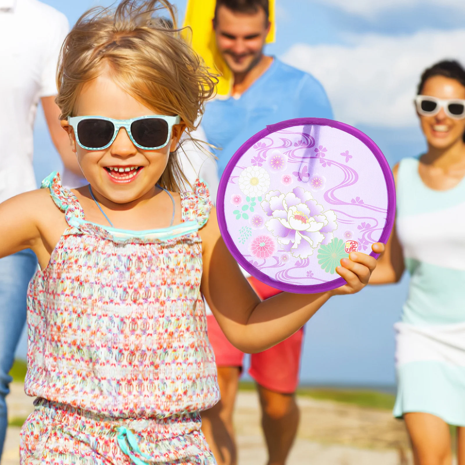 

5pcs Foldable Floral Round Hand Collapsible Fan Summer Cooling Travel Outdoor Safe Detachable Play Party Favors Peony