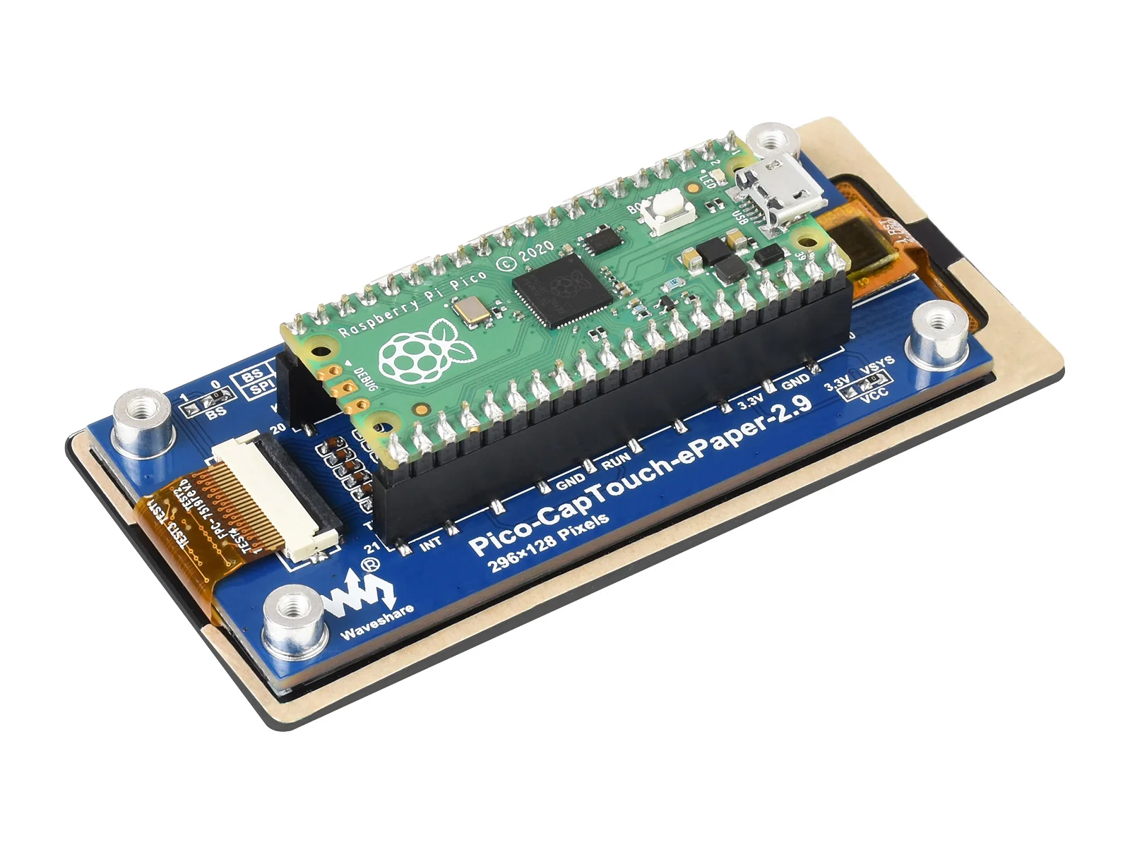 Picture 7: Waveshare 2.9inch Touch E-Paper Module 296×128 Black / White, Capacitive Touch, Partial Refresh, Low Power for Raspberry Pi Pico