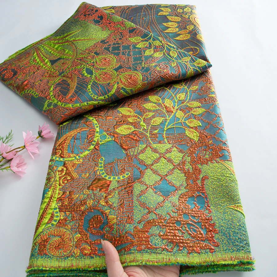 

2026 Nigerian Brocade Jacquard Lace Fabric 5 Yards Luxury African Lace Fabrics High Quality For Women Sewing Prom Dresses