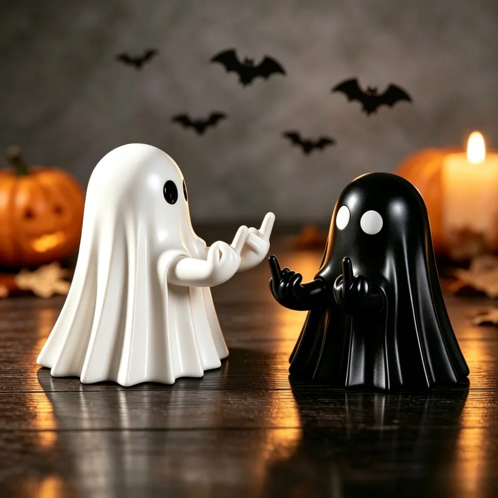 Middle Finger Cute Ghost Halloween Ghost Ornaments Office Desktop Ornaments Holiday Party Gifts