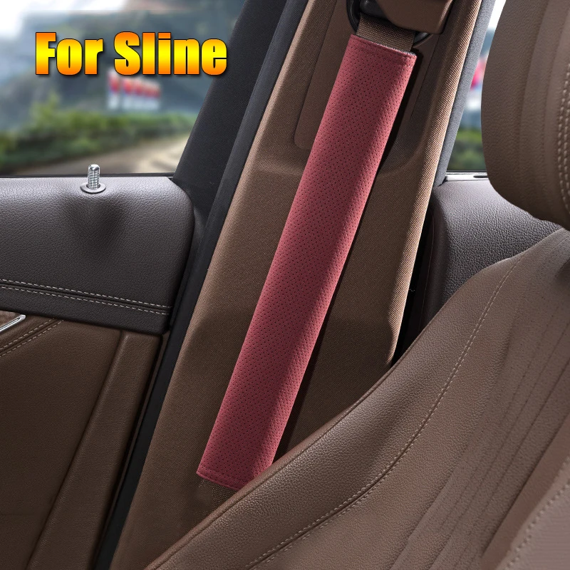 1 PCS Suede Leather Car Seat Belt Cover Safety Belt Shoulder Cover Protection Pad For Audi Sline Decoration Interior Accessories