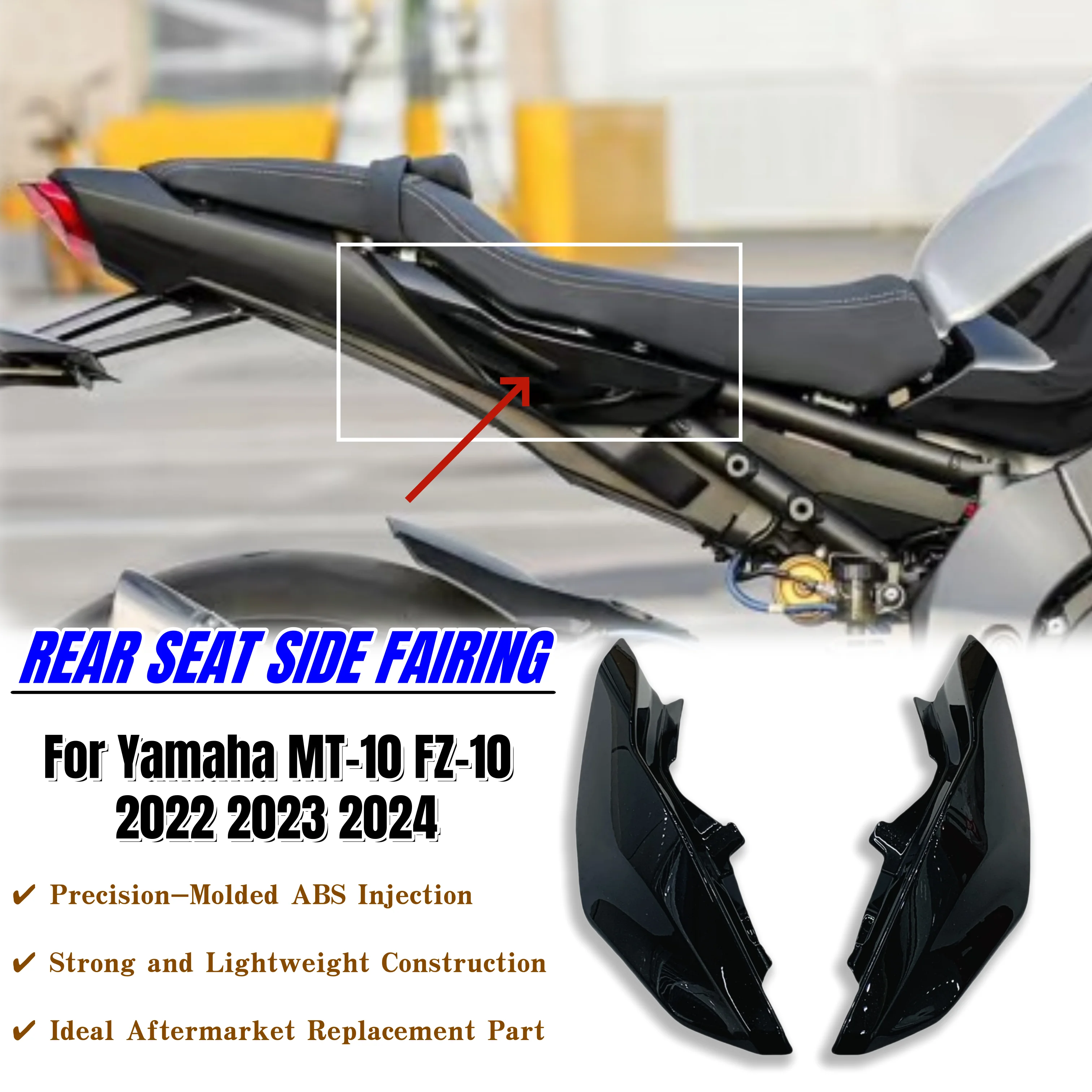 

Motorcycle Rear Seat Side Cover Fairing Panel Parts for Yamaha MT-10 FZ-10 MT10 2022-2024 Passenger Cowl Body Kit Accessories