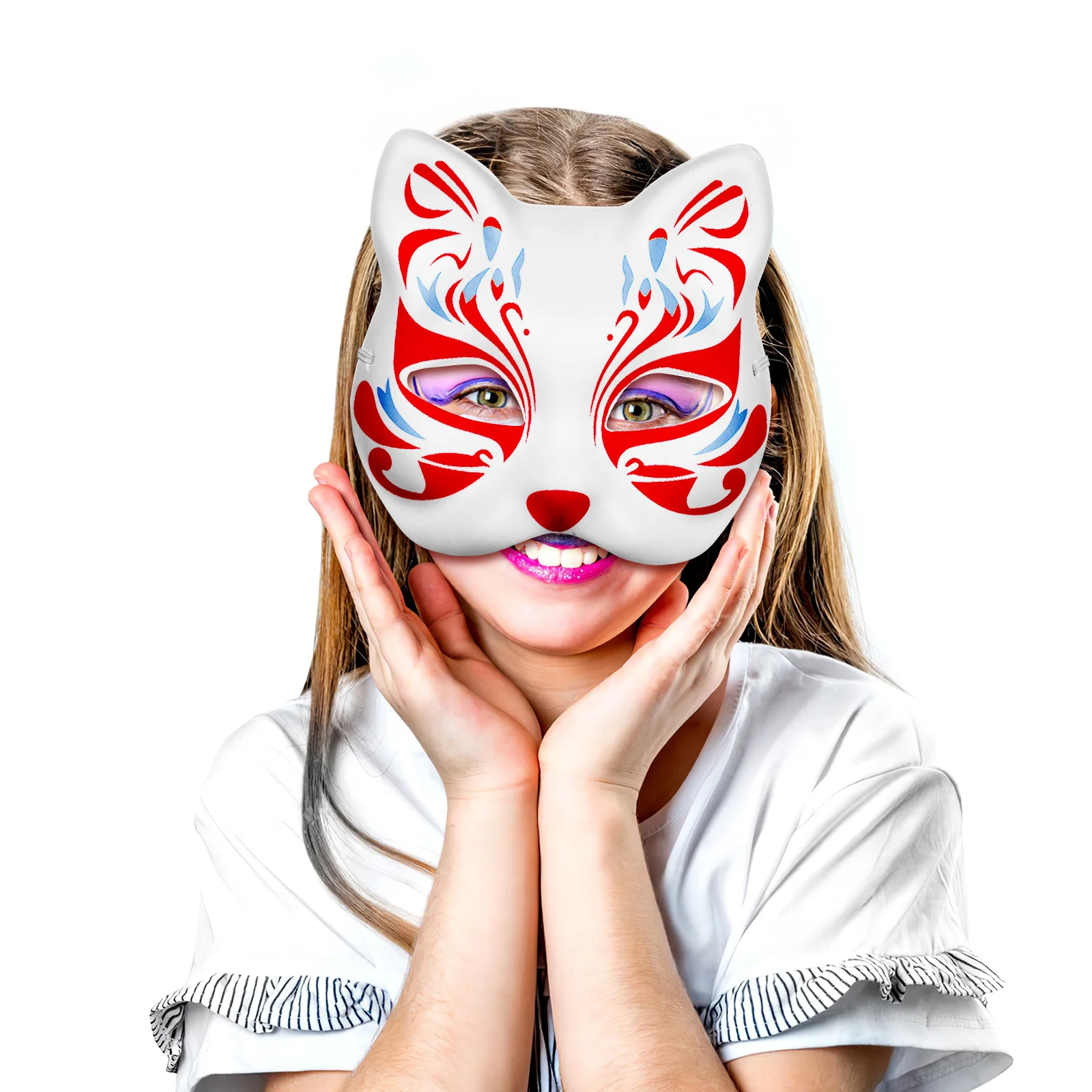 10Pcs Blank Cat Masks Pulp Material DIY Masquerade Party Halloween Empty Masks for Women Kids Adult Cat Mask Blank Mask