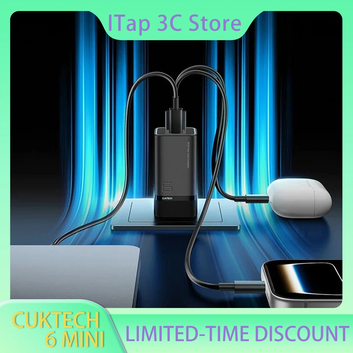 cuktech-6-ミニgan充電器-90w最大出力-急速充電gan-折りたたみ式プラグ付きテーブル充電アダプター-2c1a-スマホ-ノートパソコン-タブレット対応
