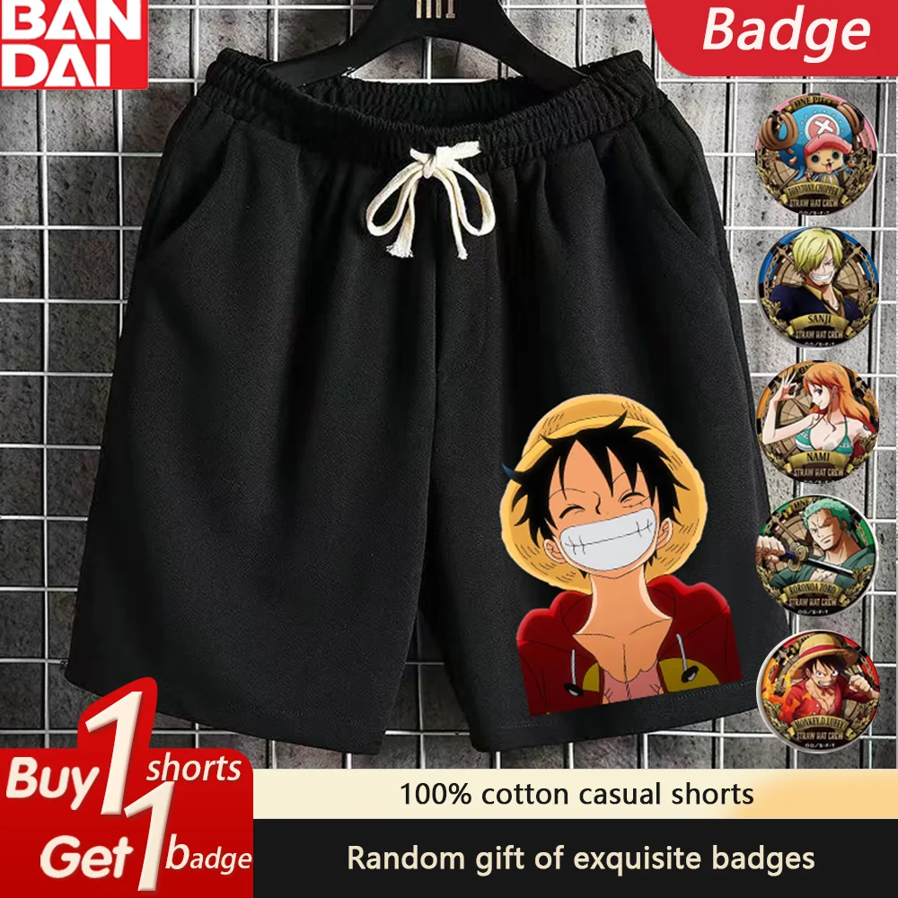 Цельные летние мужские шорты с принтом Луффи Ророноа Зоро, спортивные шорты с пятью точками, повседневные быстросохнущие брюки большого размера для баскетбола и спортзала