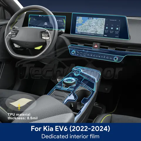 Car Interior TPU Protector Anti-scratch Film For Kia EV6 2022-2024 Auto Protective Transparent Anti-tear Stickers Accessories