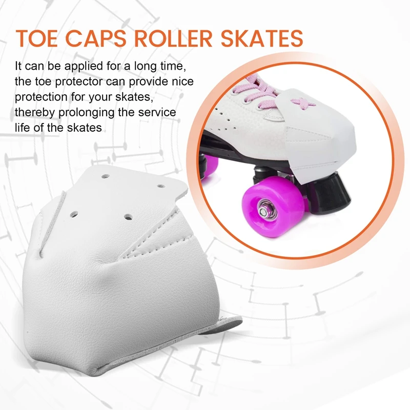 3 Pair Roller Skates Toe Cap Guards PU Roller Skate Cap With 4 Holes Toe Cap Guard Protectors