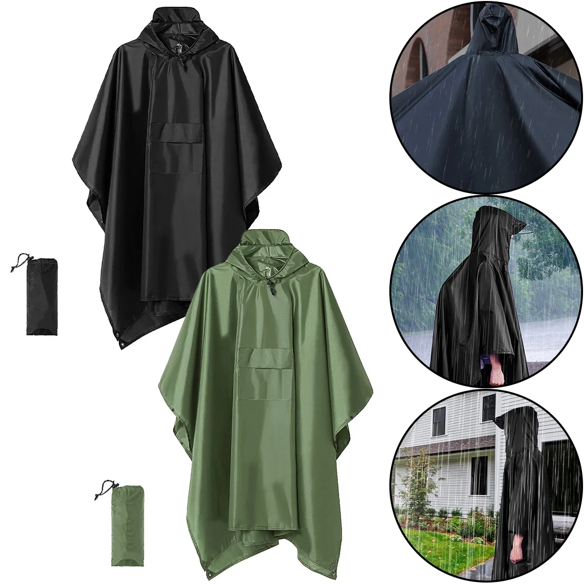 New 3 In 1 Waterproof Raincoat Lightweight Outdoor Hiking Rain Poncho Rain Jacket Cover Shelter Camping Hiking Cycling Climbing