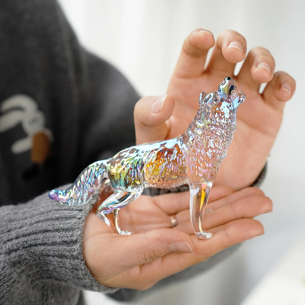 Crystal Lucky Wolf  Dog Miniatures Figurines Home Desktop in-vehicle Crystal Crafts Ornaments Wolf Tea Pet Home Decoration Gifts