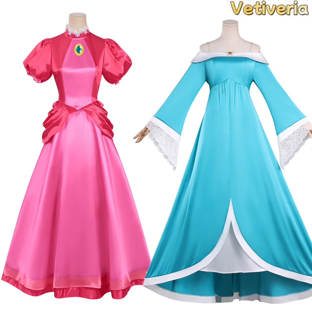 

Peach Rosalina Princess Cosplay Pink Dress Costume Fantasia Stage Performance Disfraz Clothing Halloween Carnival Outfits Set
