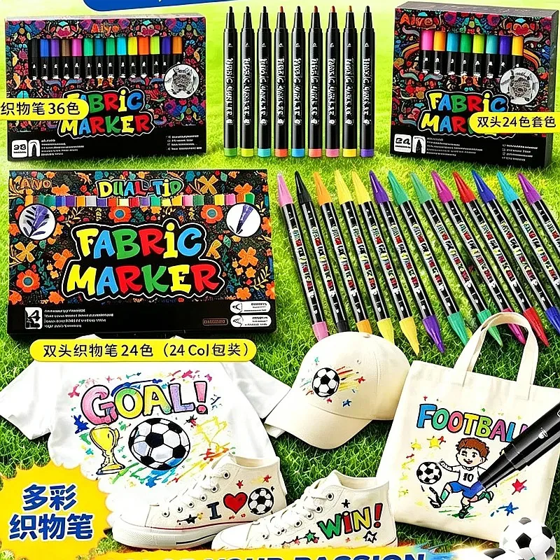 12/24/36 Colors Fabric Markers Set Permanent Indelible Fine Point Textile Pen Art Painting Supplies for DIY Design
