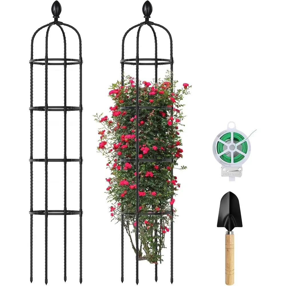 2 Pack 6ft Tall Outdoor Garden Obelisk Trellis for Climbing Plants and Vegetables