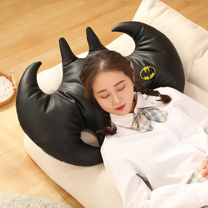 Pictorial Black Bat Shaped Plush Pillow Cool Superman Sofa Cushion Bay Window Nap Pillow Stuffed Animal Toys Hobbies Xmas Gifts