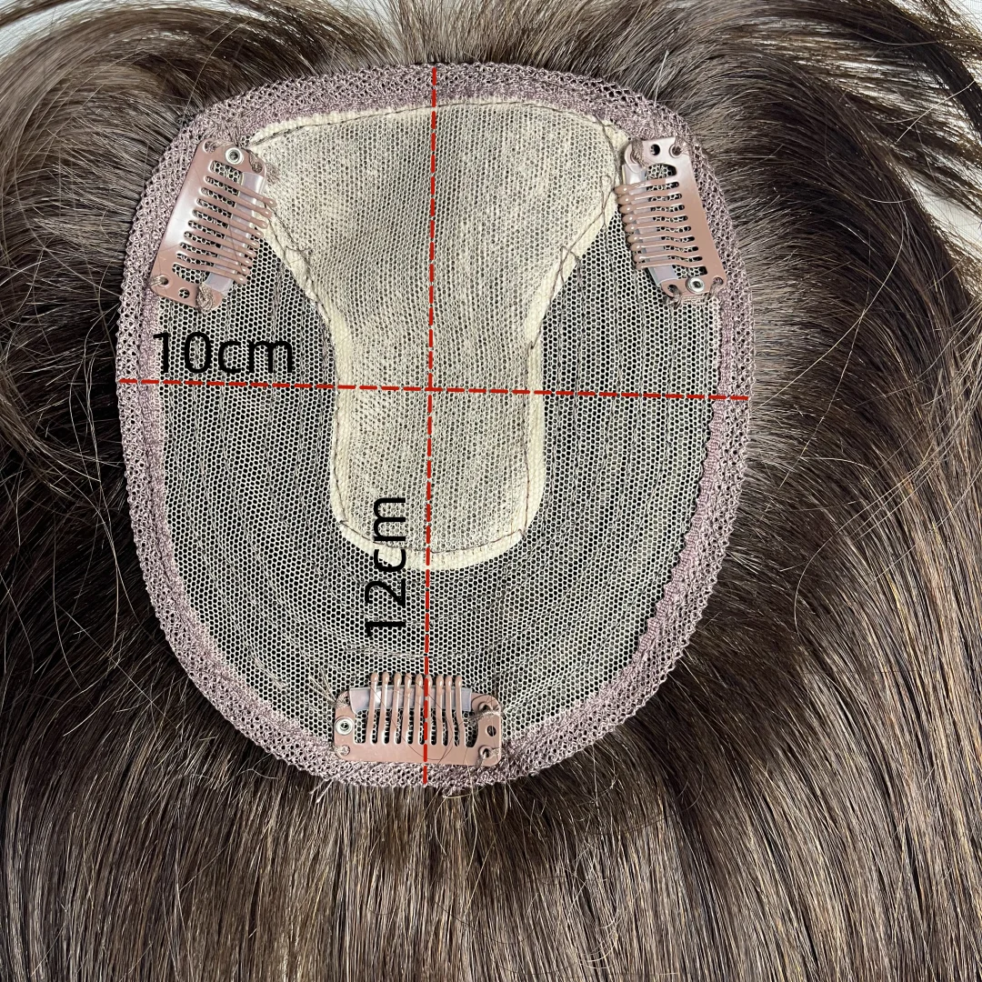 10x12 Lace Base Natural Human Hair Toppers for Women Brazilian Clips In Hairpiece Extension For Rare Hair Cover Grey Hair