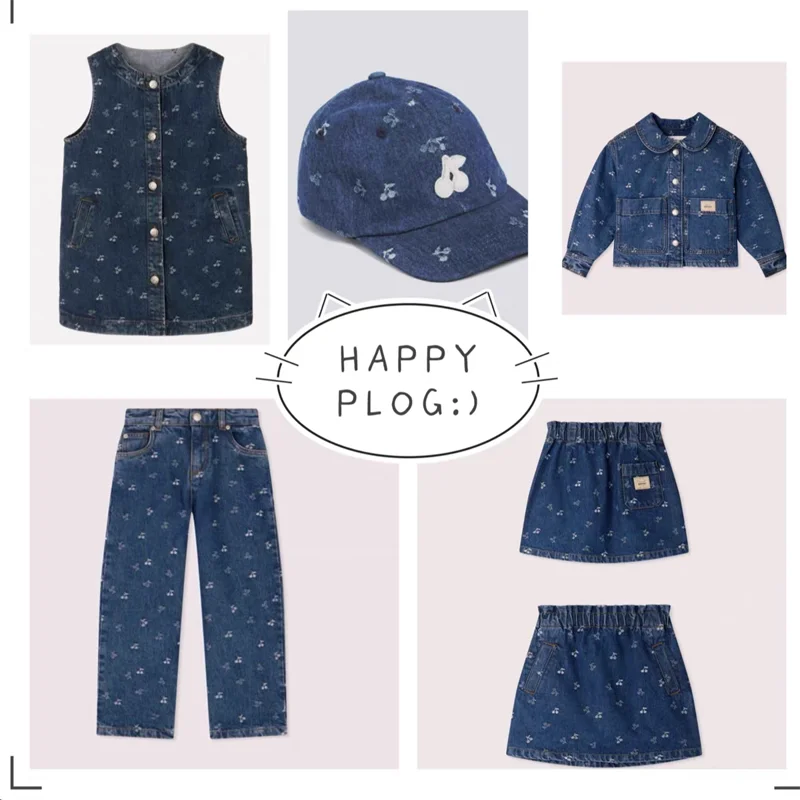 

In Stock 2025 Autumn Winter BP Girls Embroidered Denim Skirt Boys Denim Jacket Kids Dresses for Girls Boy Pant Cherry Cowboy Set