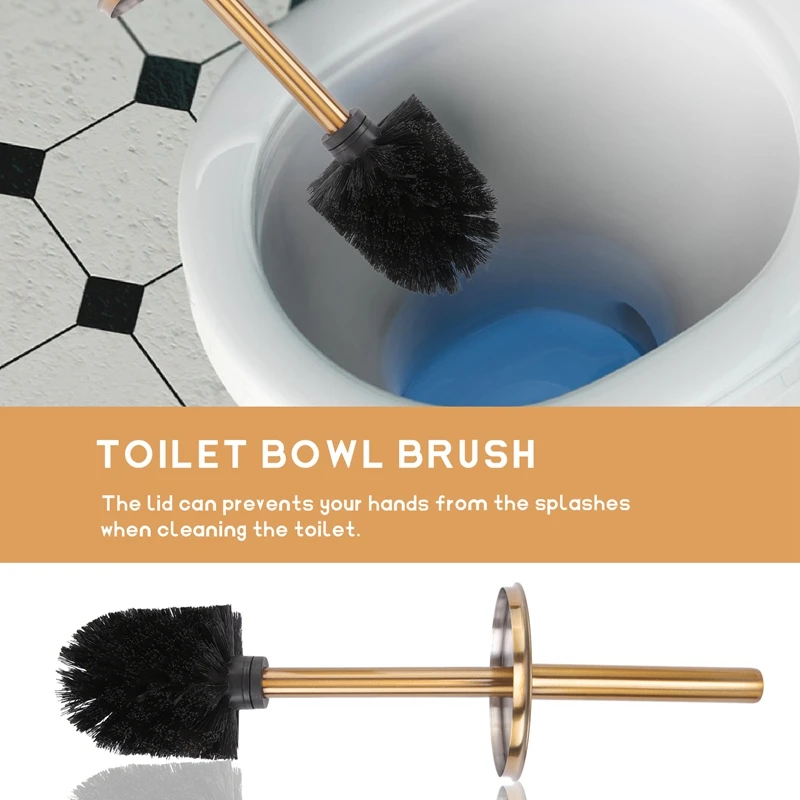 Gold Long Handle Toilet Brush Creative Bathroom Cleaning Brush Toilet Cleaning Kit Bathroom Cleaning Tool Accessories