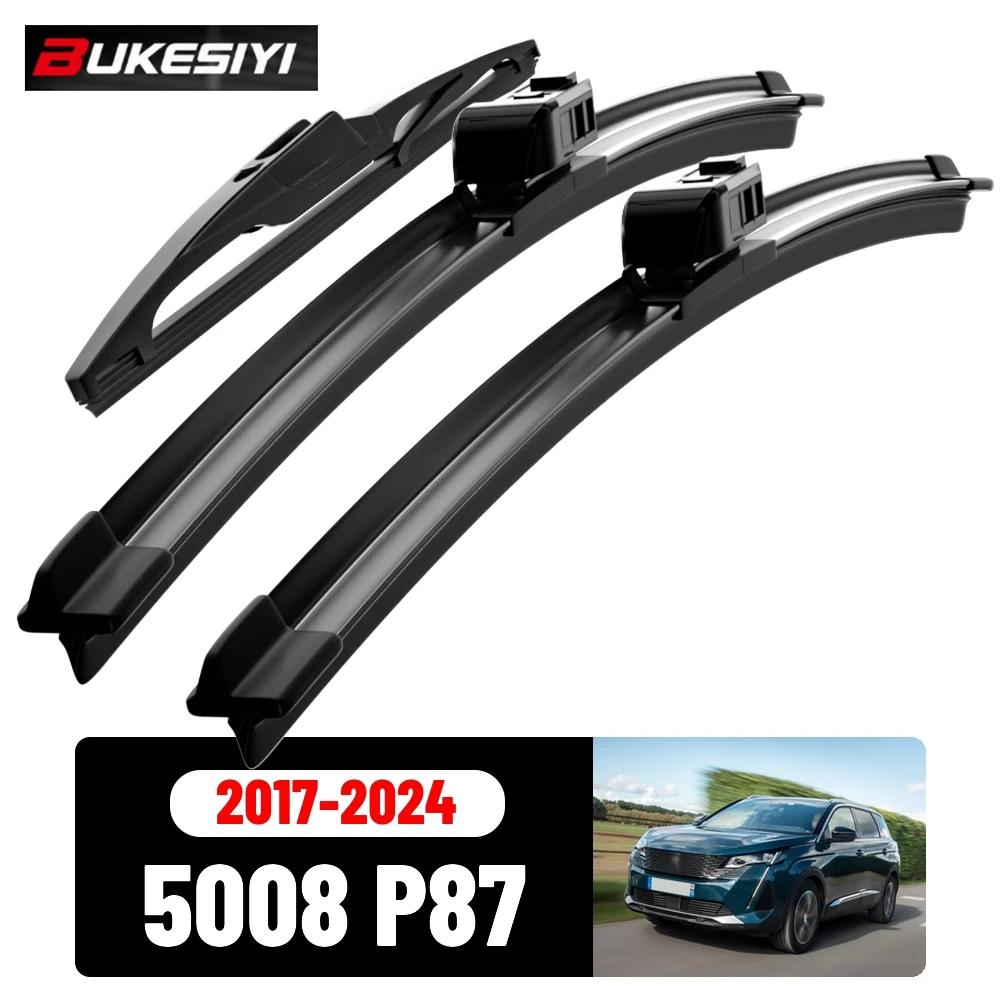 Satz Scheibenwischer vorne und hinten für Peugeot 5008 P87 MK2 2017-2024 2018 2019 2020 Geräuscharme Scheibenwischer-Zubehörteile 28"16"12"