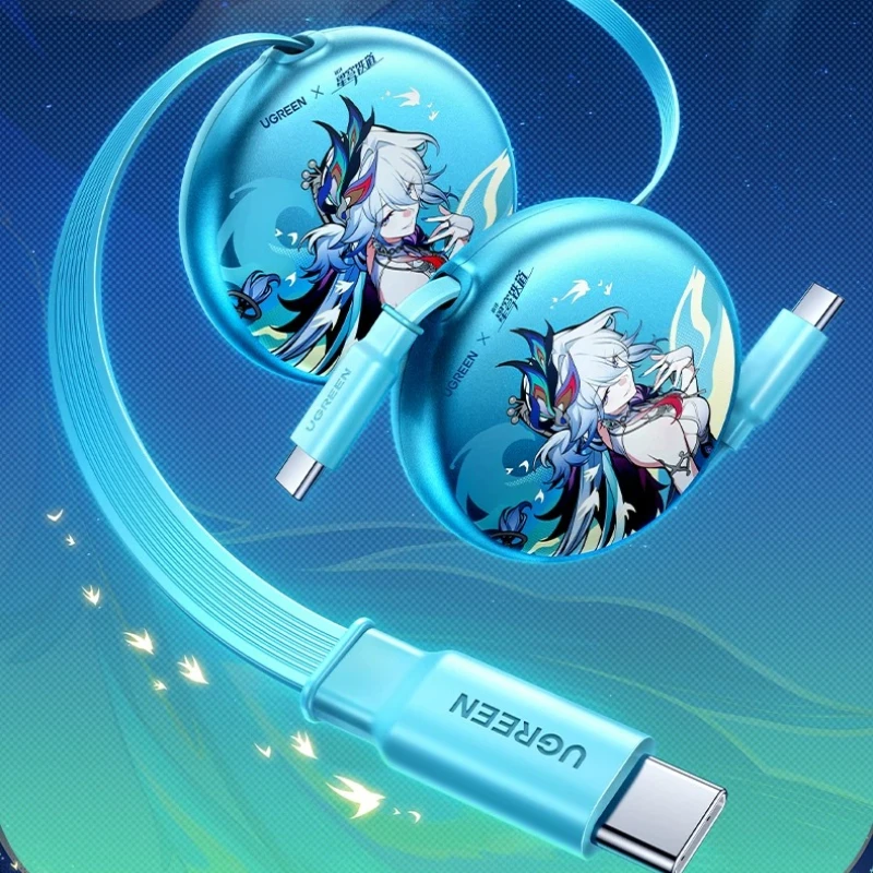 Co Branded 100W Retractable Fast Charging Data Cable Customized for IPhone15/16/17 Huawei Dual Type C in-vehicle E-Marker Chip