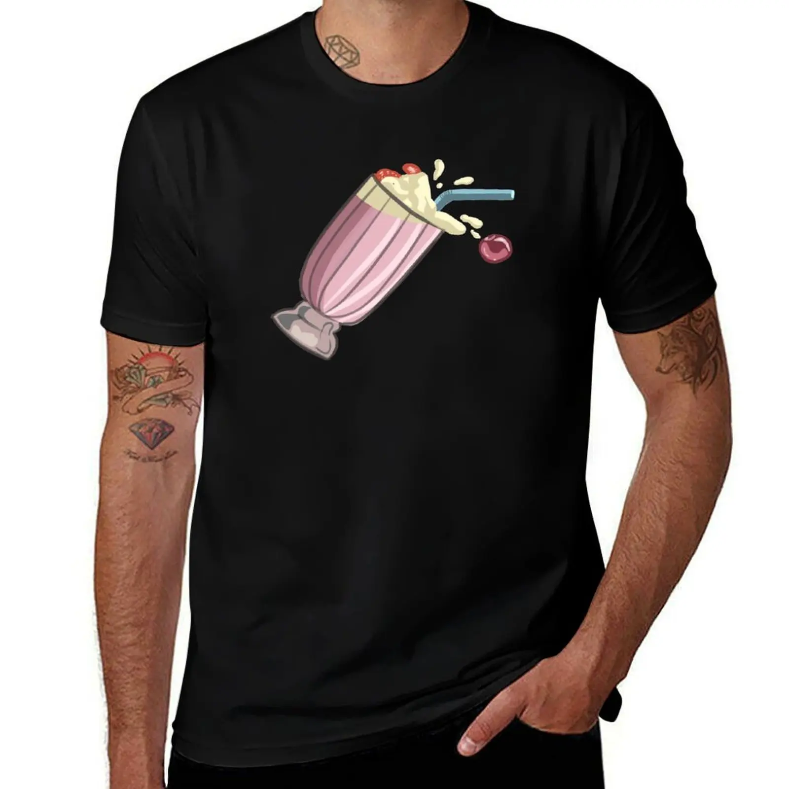 Danger! Milkshake Spilling T-Shirt Plus Size Basic Cotton T-Shirt