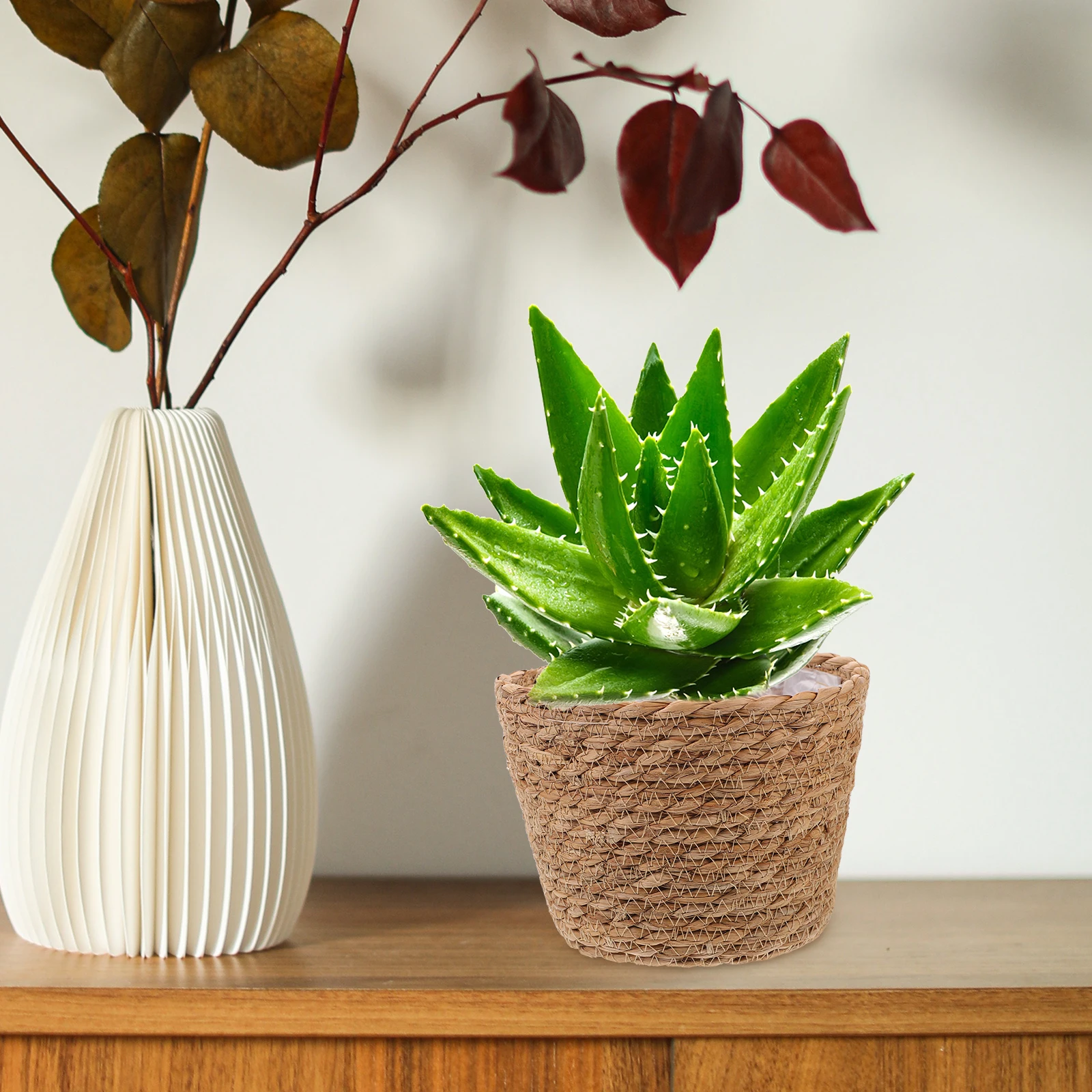 

2pcs Straw Planters Woven Flower Basket 15cm 18cm 22cm Decorative H made Baskets for Plants Storage
