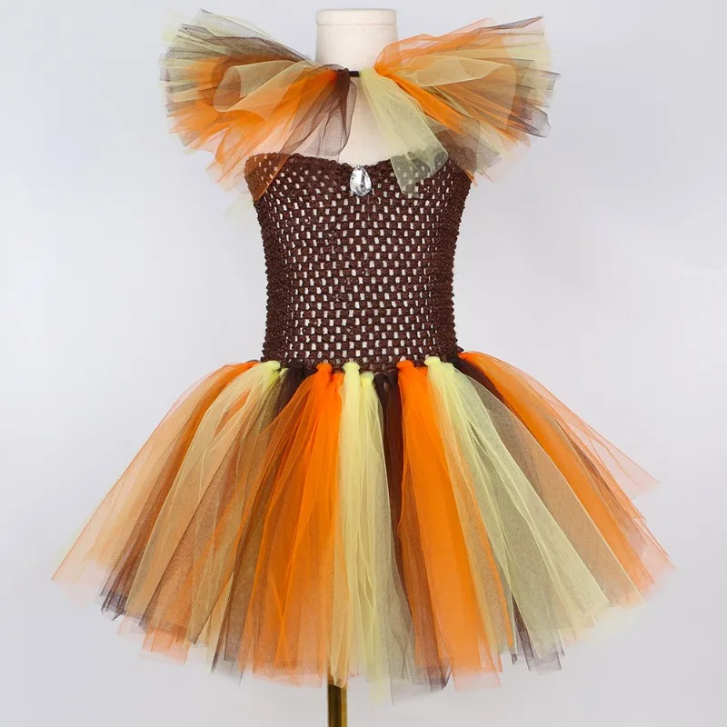 Jungle Lion Costume Kids Forest Animal Tutu Dress Carnival Birthday Halloween Fancy Outfit With Lion Headband Accessories Set