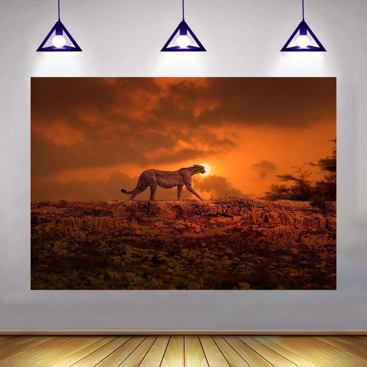 Cheetah Tapestry King Size Savannah Hunting Animal Livingroom Sunset Grgeous TV Backdrop College Dorm Decor Kids Photo Shoot