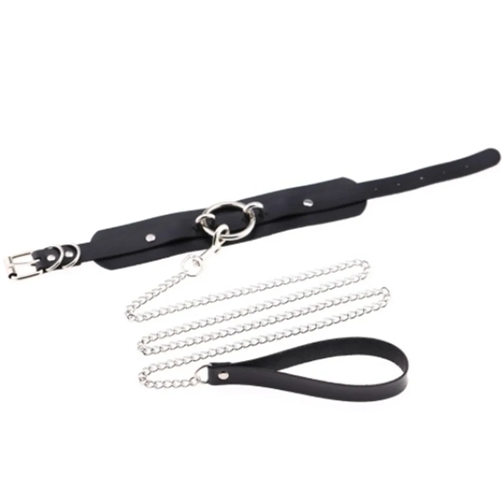 Adult Sex Leather Collar Bondage Erotic Chain Traction Rope Neck Chain Alternative Flirting Female With Sm Adult Products