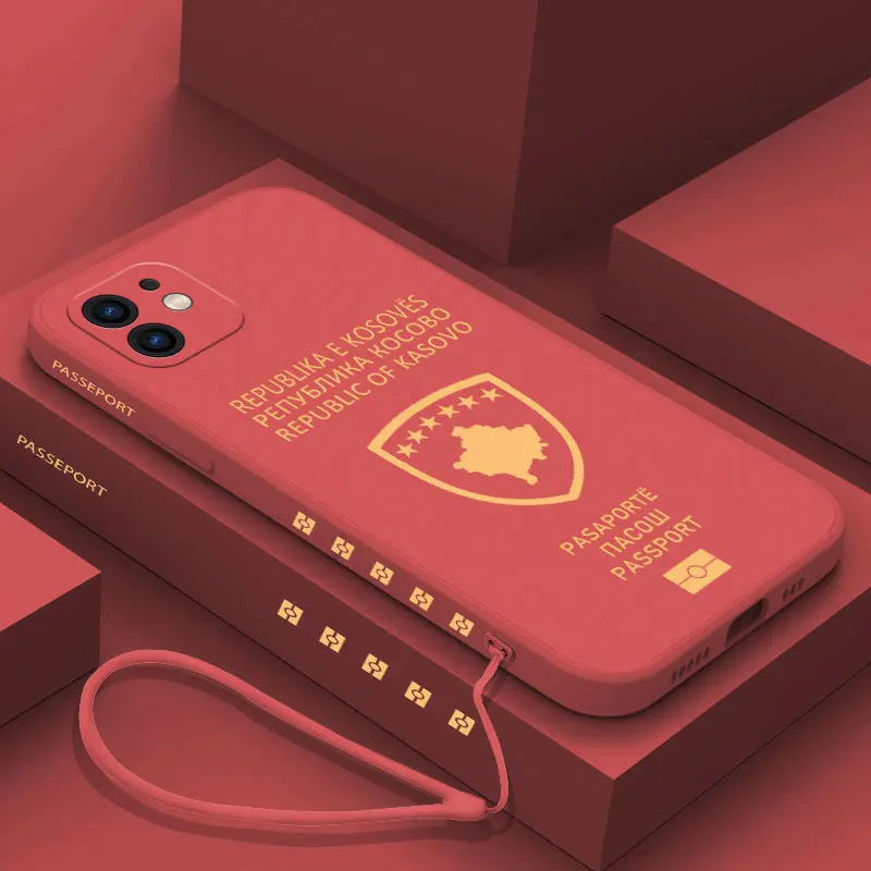 

Kosovo Passport Phone Case For iPhone 15 14 13 12 11 Pro Max Mini X XR XSMAX SE 8 7 6S Plus Soft Liquid Silicone Cover