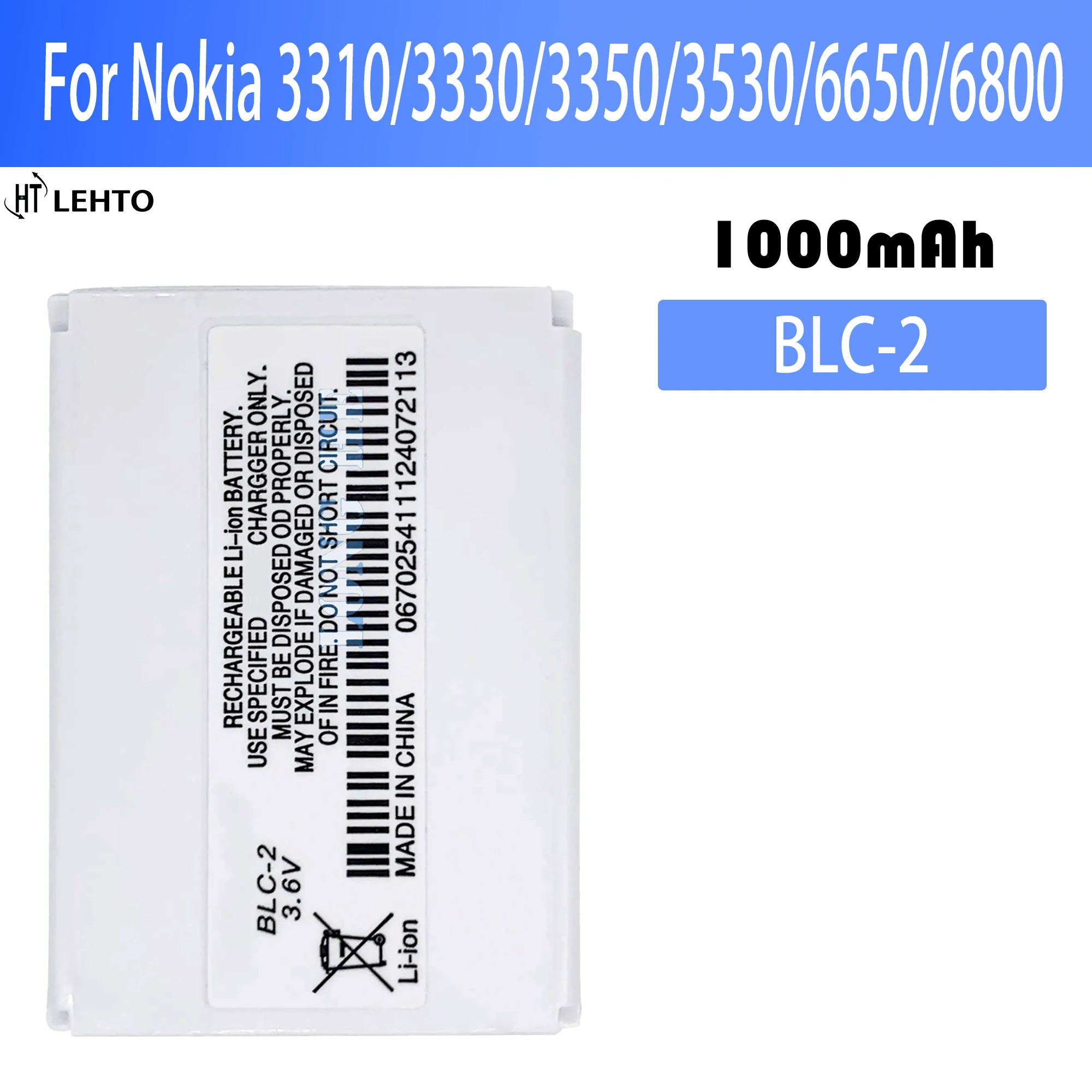 New BLC-2 Battery For Nokia 3310 3330 3410 3510 5510 3530 3335 3686 3685 3589 3315 3350 3510 6650 6800 3550 Batteria