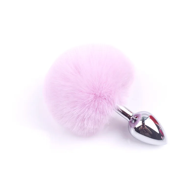 Butt Plug with Rabbit Tail Stainless Steel Plush SM Adult Erotic Games Goods Metal Sex Toys for Women Anal Plug